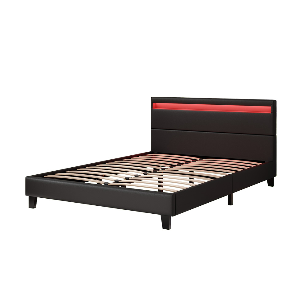 Vitalispa Okvir postelje "Bern", Črna, 200x140 cm z osvetlitvijo LED