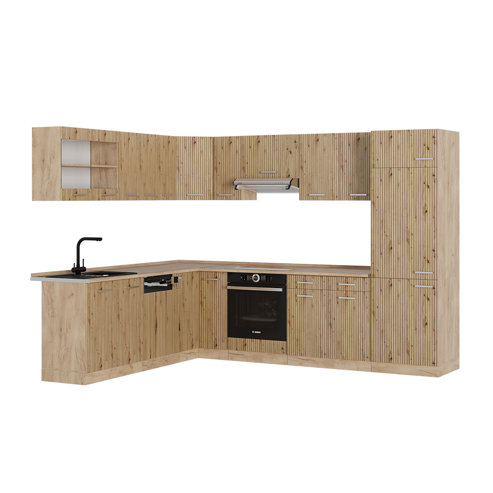 Cuisine en angle Fame-Line, 160 x 190 cm , PT Chêne, Anthracite maison