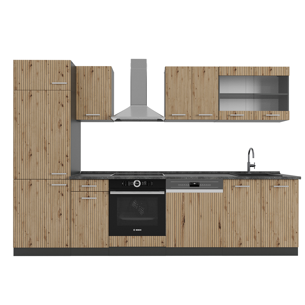 Vicco Cuisine R-Line, Anthracite Campagne/Chêne doré, 240cm , PT Marbre | Leroy Merlin
