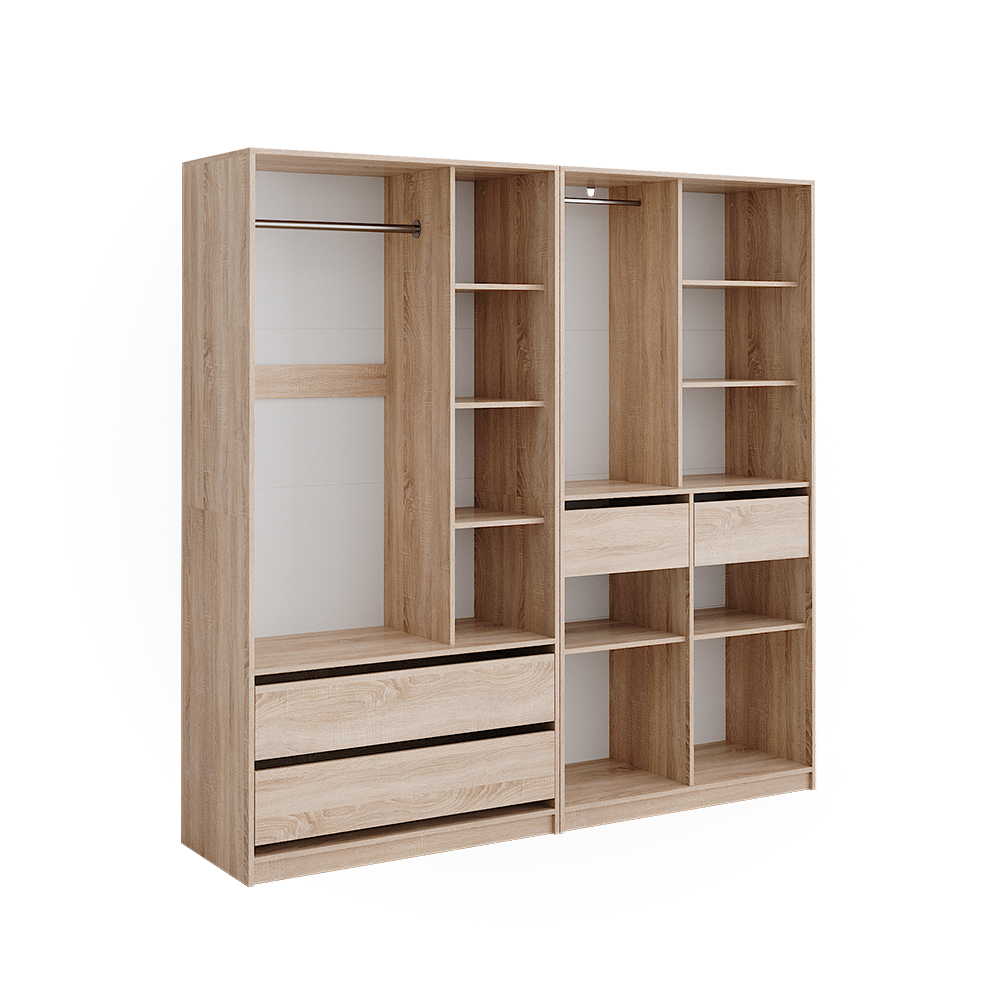 Vicco Armoire Elmo Sonoma 100 X 200 Cm Avec 2 Tiroirs Et 7 Compartiments Ouverts