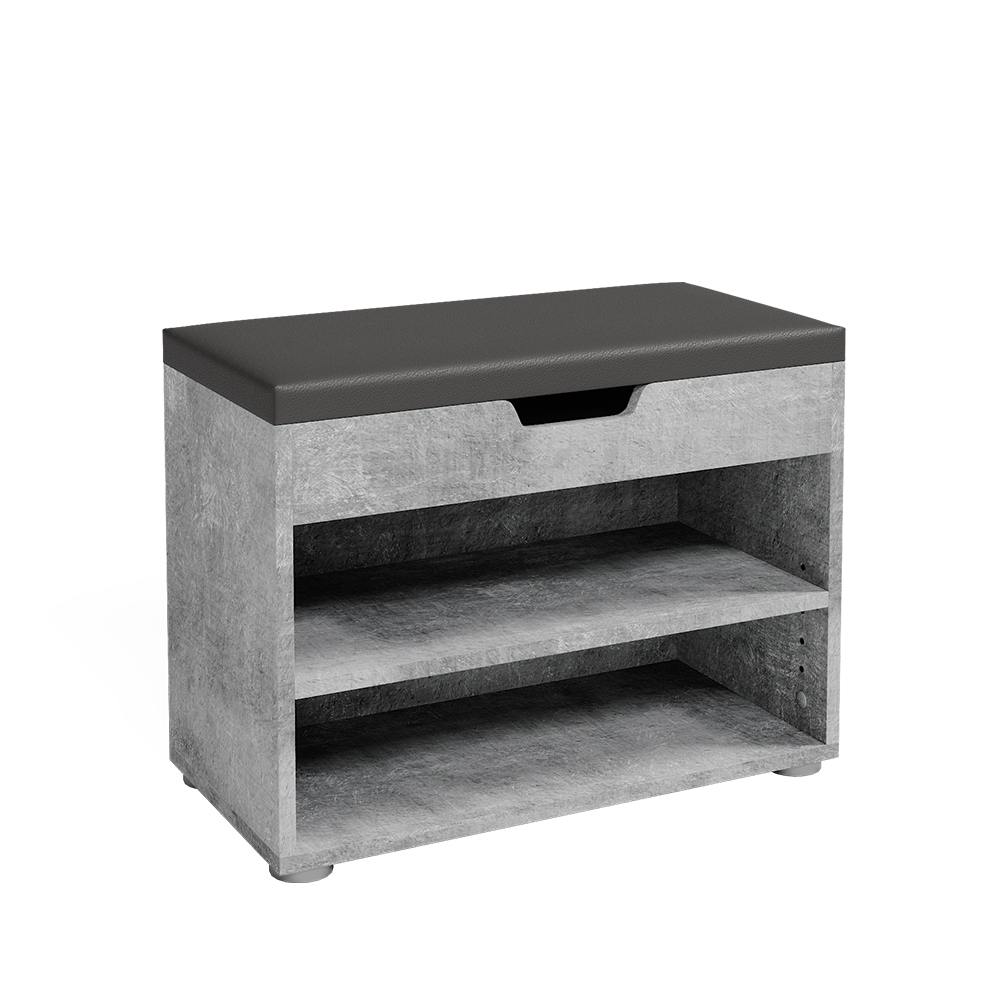 Schoenenbank 80x40x53,5 cm bewerkt hout en metaal gerookt eiken