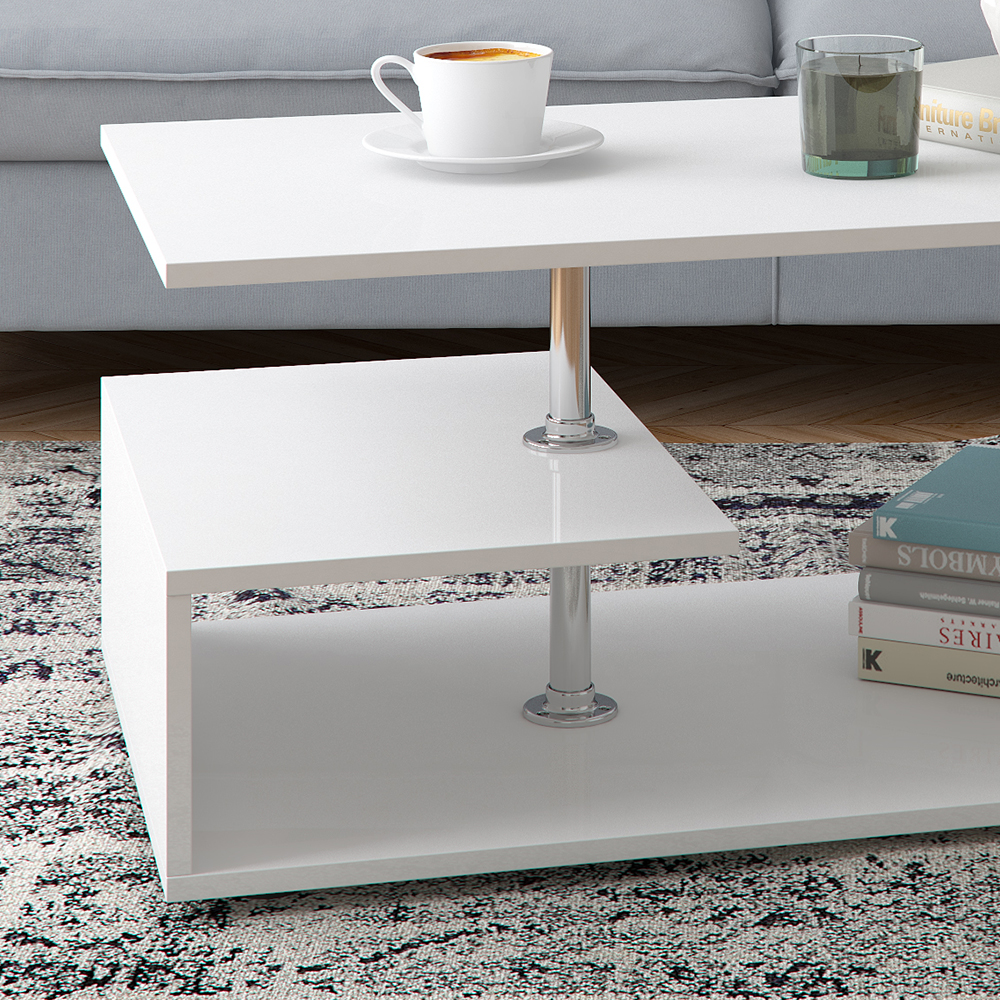 Table basse "Guillermo", Blanc, 91 x 41 cm, Vicco