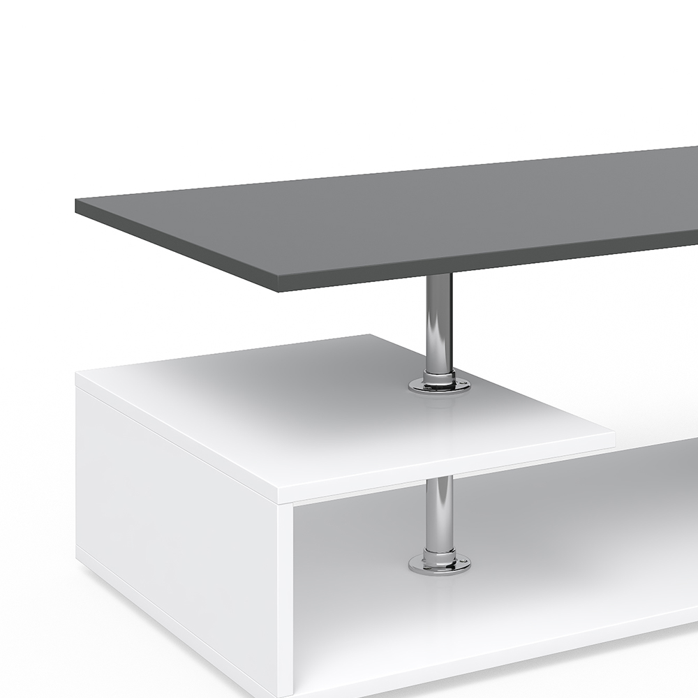 Table basse "Guillermo", Blanc/Anthracite, 91 x 41 cm, Vicco