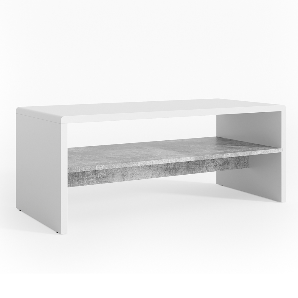 Table basse , Blanc/Béton, 99 x 40 cm, Vicco