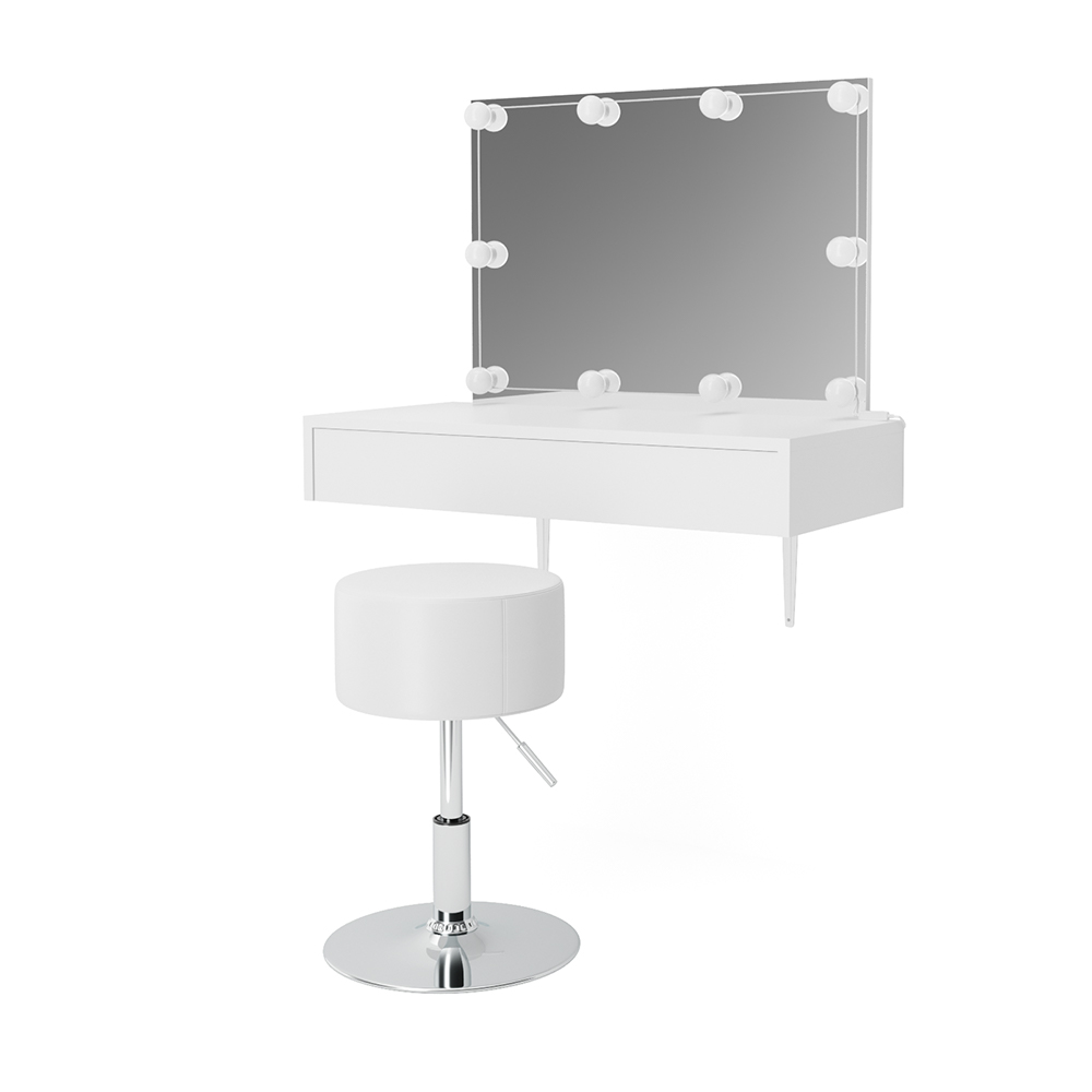 toaletna miza "Alessia", Bela, 90 cm z osvetlitvijo LED in stolčkom, Vicco