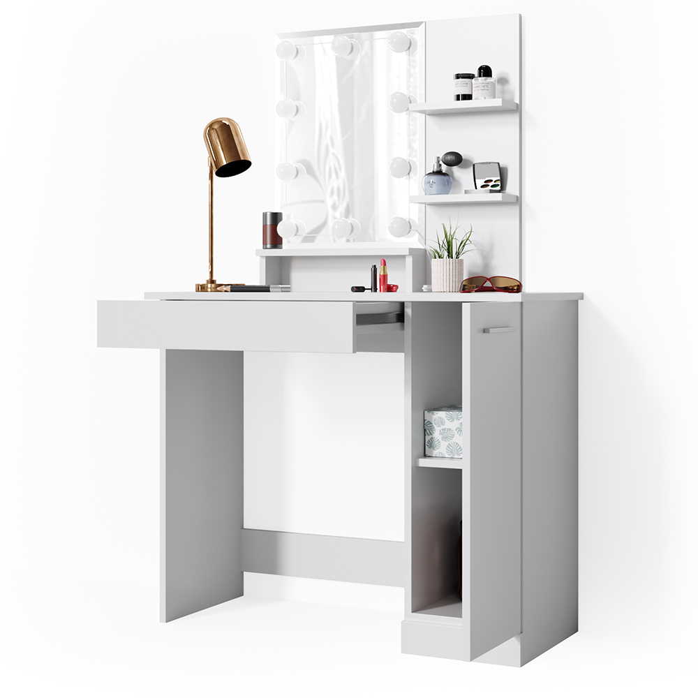 Vicco Coiffeuse Julia, Blanc, 90cm Avec Miroir LED Et Station De Recharge Qi 93178107 Vicco Coiffeuse Julia, Blanc, 90cm Avec Miroir LED Et Station De Recharge Qi 93178107