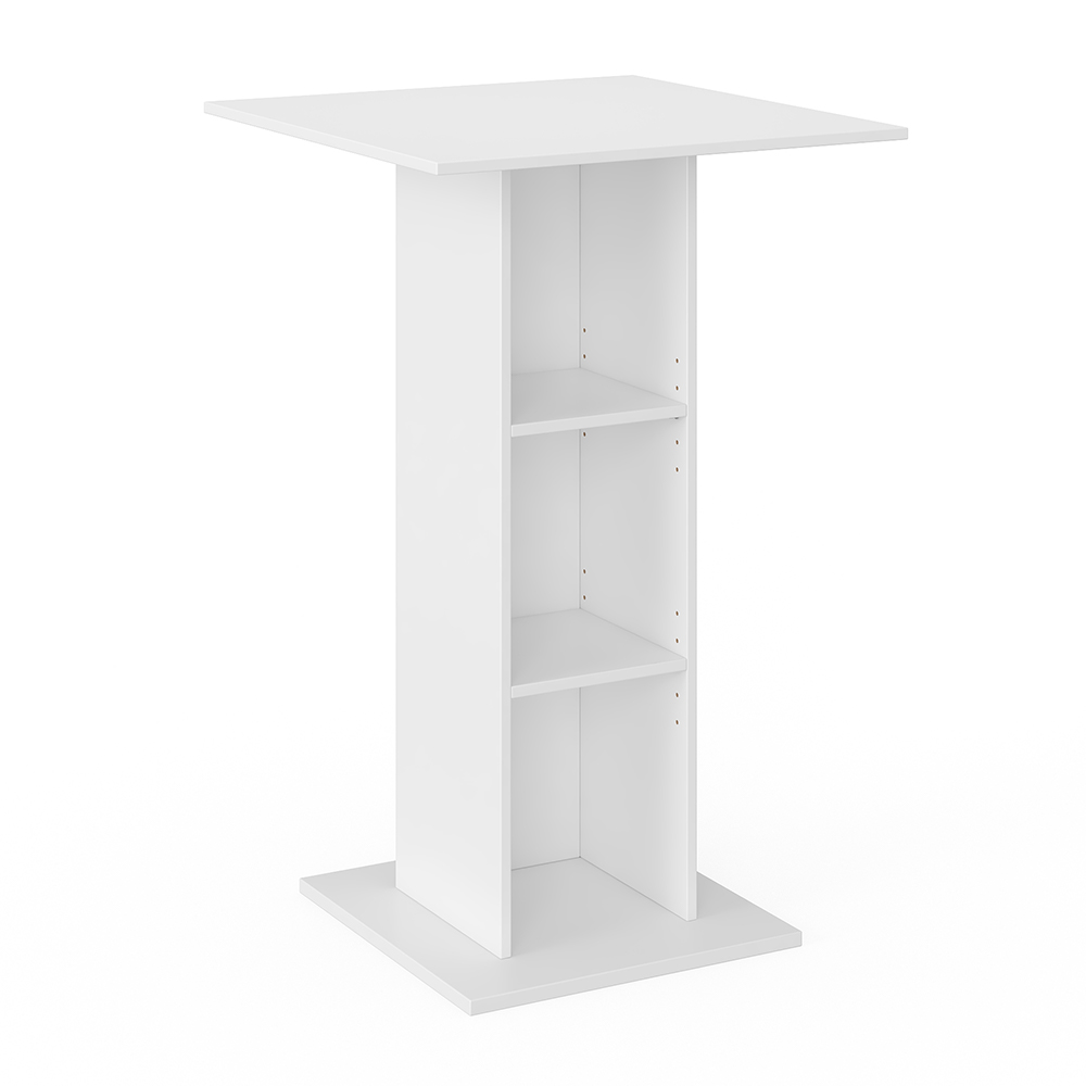 Table De Bar Chicago Avec Repose-pied - 63x63x110 Cm, Blanc - Moderne Et Facile à Monter