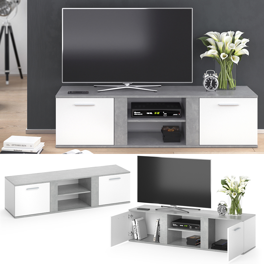 meuble tv "Novelli", Béton/Blanc, 40 x 41 cm, Vicco