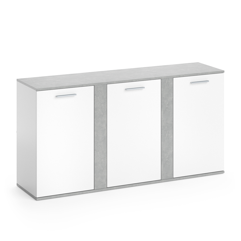 Sideboard "Novelli" Beton/Weiß 155 x 80 cm mit Türen Vicco