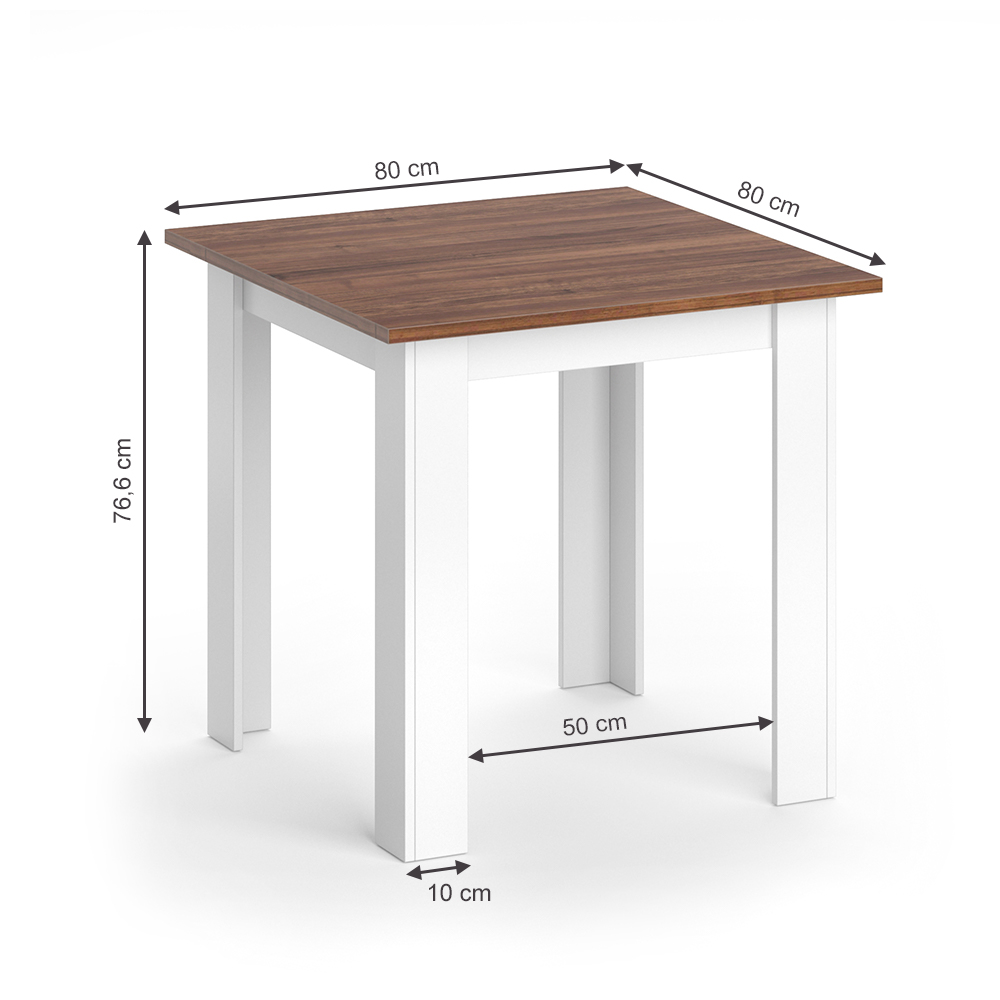 Table de salle à manger "Karlos", Noyer/Blanc, 80 x 80 cm, Vicco