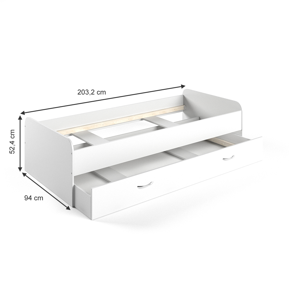 Kinderbett "Enzo" Weiß 90x200 cm mit Lattenrost Vitalispa