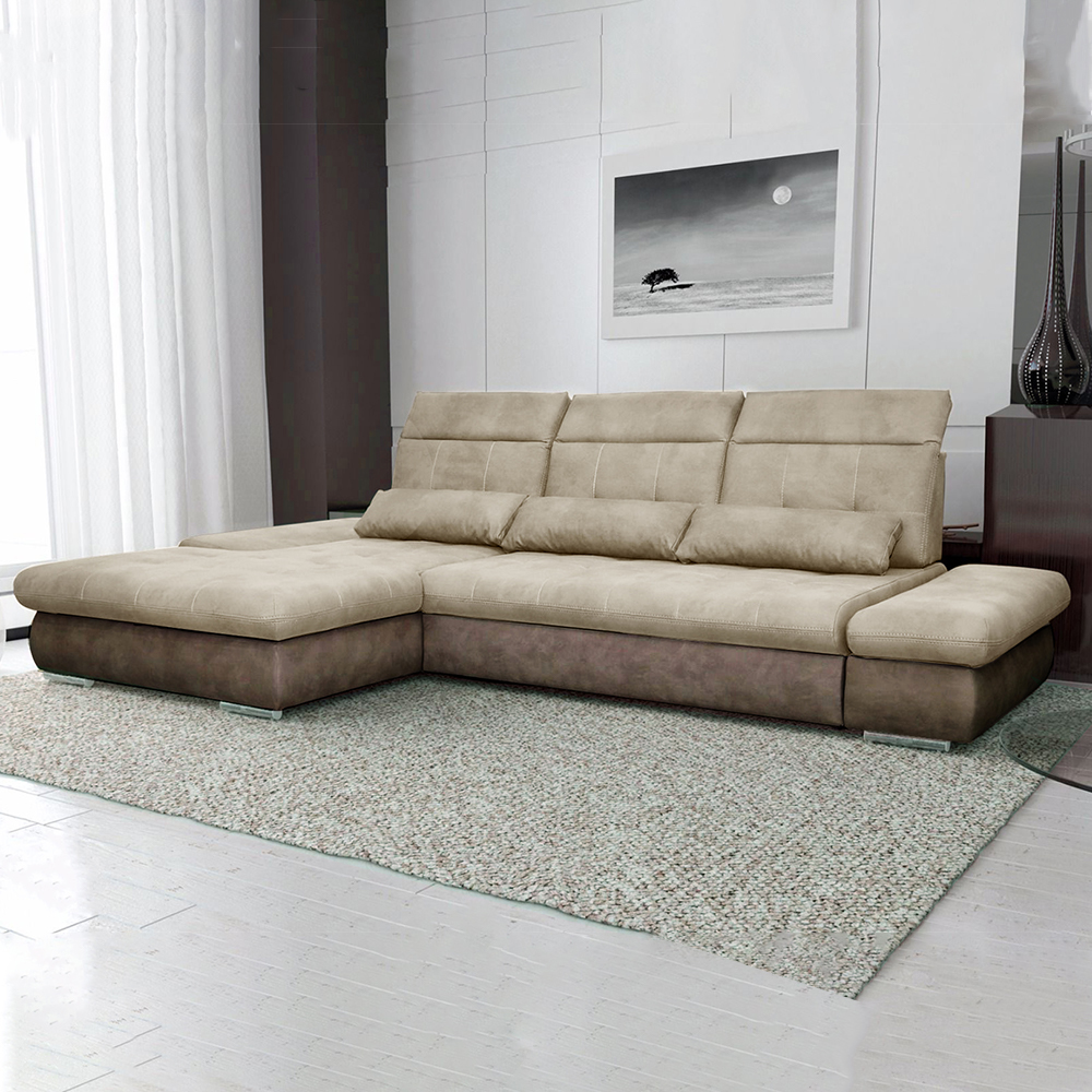 Sofa L Form "Hampton" Beige 300 x 180 cm Linke Ecke Vitalispa