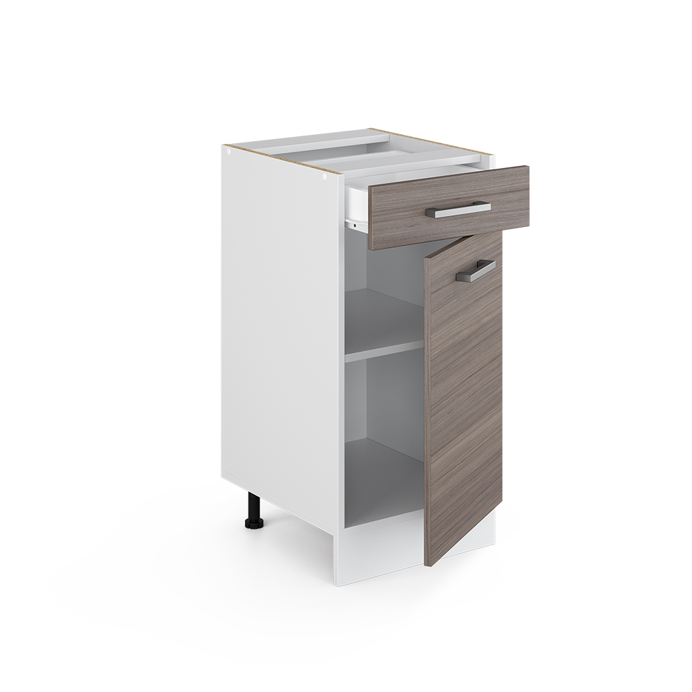 Küchenunterschrank "R-Line" Grau/Weiß 40 cm mit Arbeitsplatte Vicco