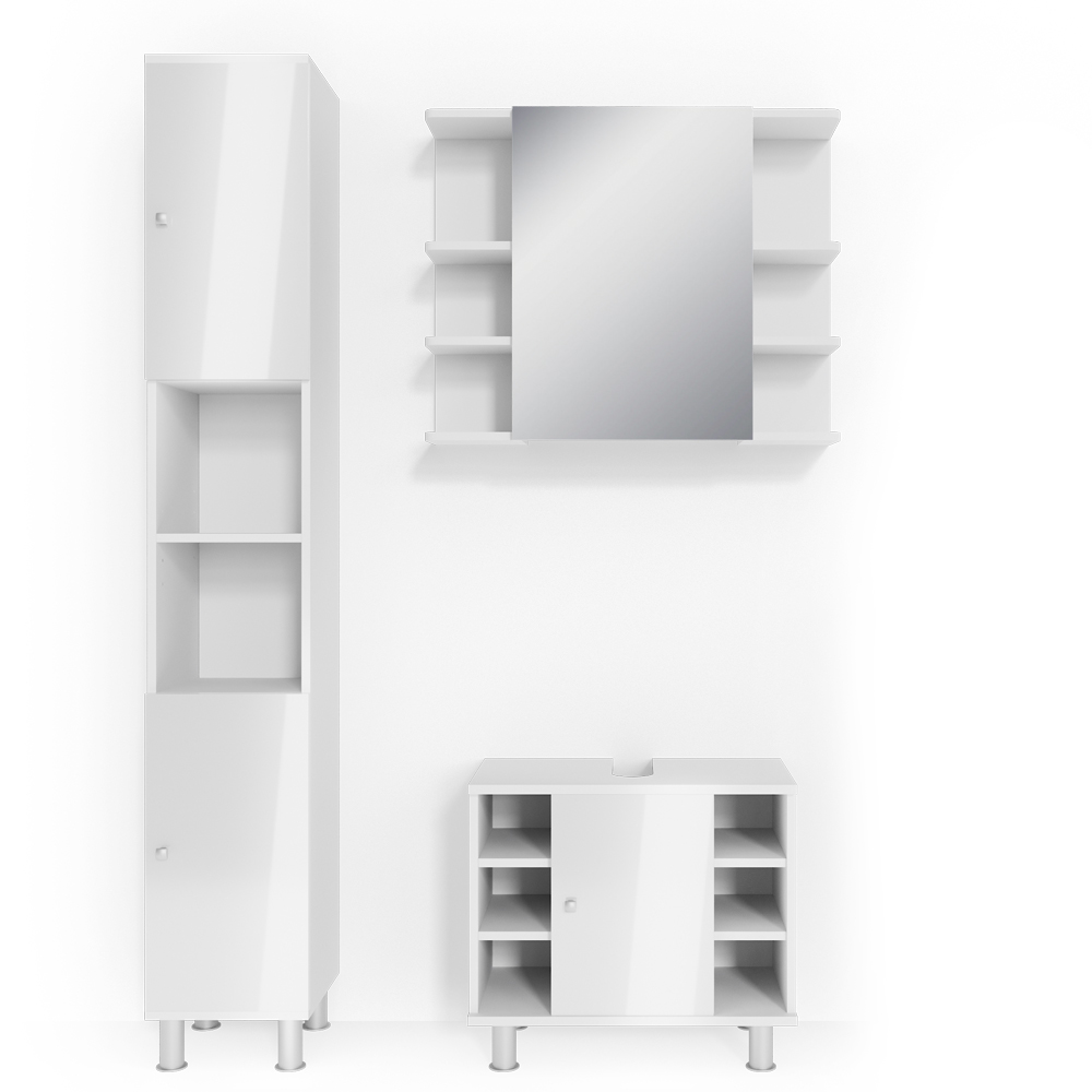 Meuble Salle De Bain Complet 3 Pièces Vicco – Style Béton Design Antique – FYRK