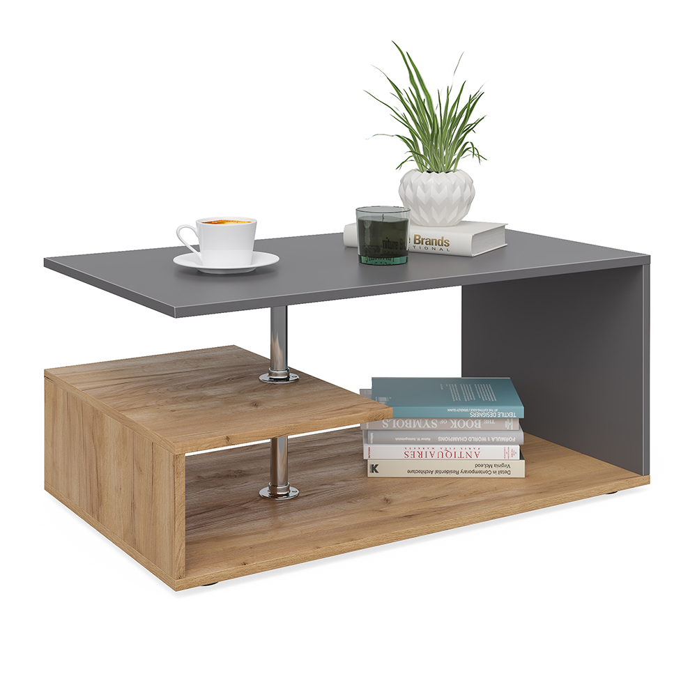 Table basse "Guillermo", Sable/Anthracite, 91 x 41 cm, Vicco