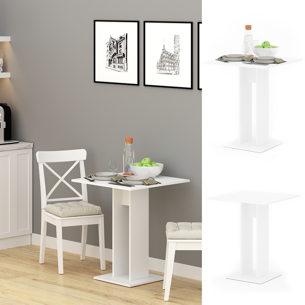 Table de salle à manger "Ewert", Blanc, 65 x 65 cm, Vicco