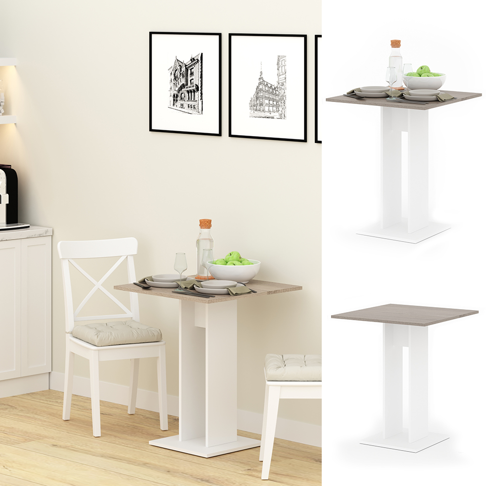 Table de salle à manger "Ewert", Sonoma/Blanc, 65 x 65 cm, Vicco