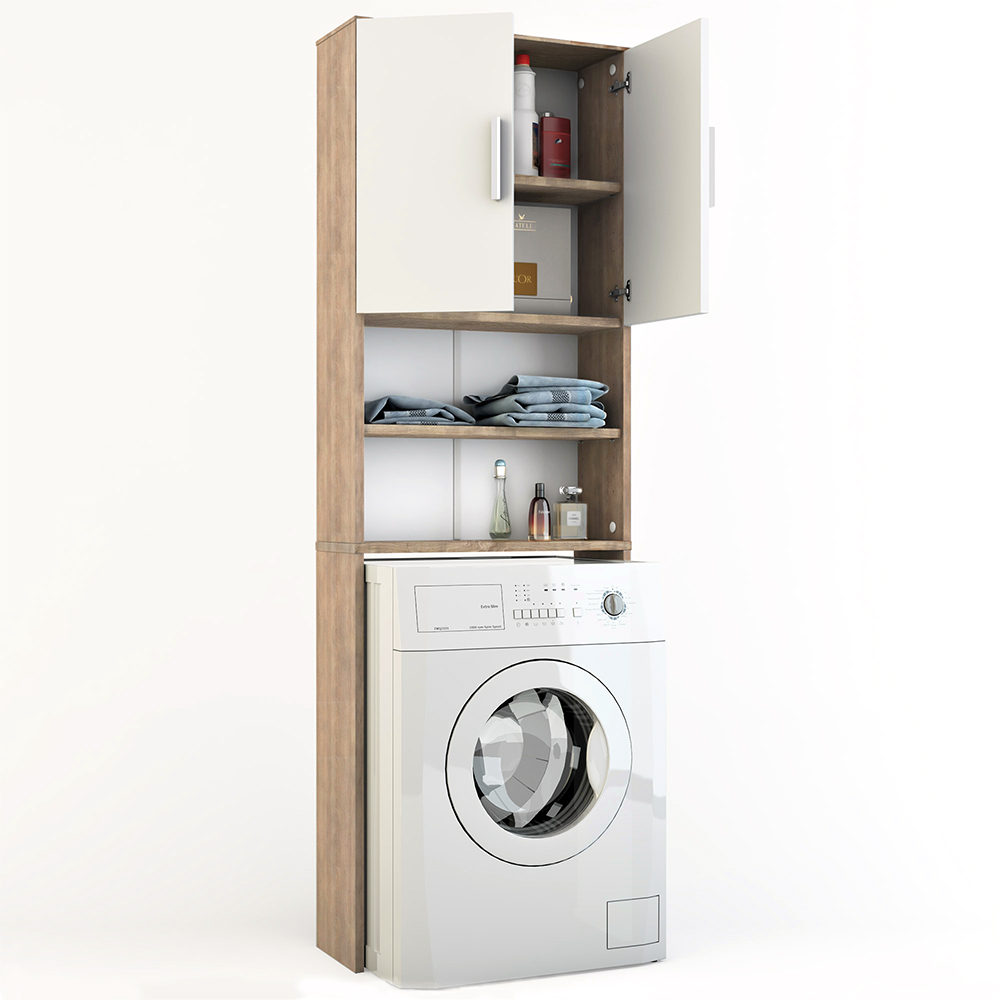 armoire machine à laver , Blanc/Sonoma, 64 x 190 cm, Vicco