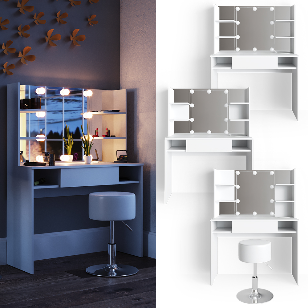 Vicco Meghan Kaptafel Set Met Kruk - 75 Cm Met Kruk Meghan Wit 75 Cm Met Kruk 747513734