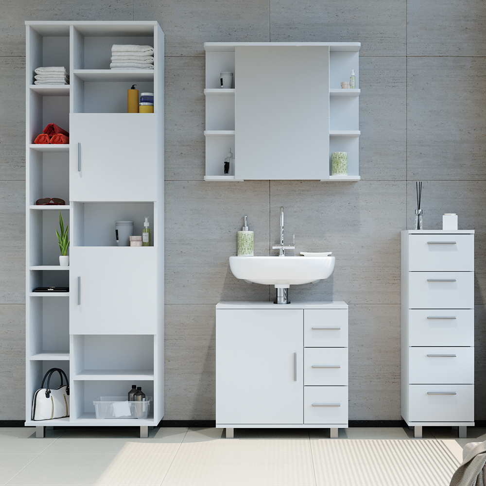 meuble sous vasque simple "Ilias", Blanc, 60 x 60.8 cm, Vicco