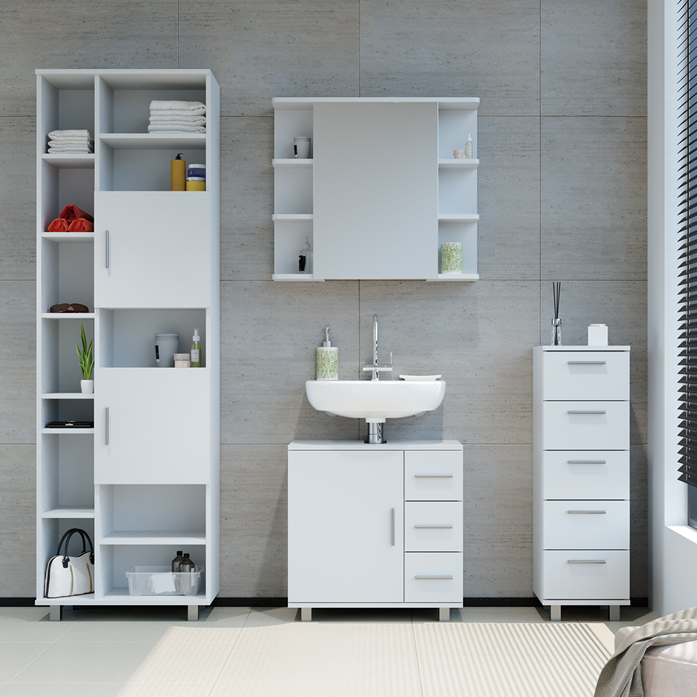 meuble de rangement de salle de bain "Ilias", Blanc, 30 x 95 cm, Vicco