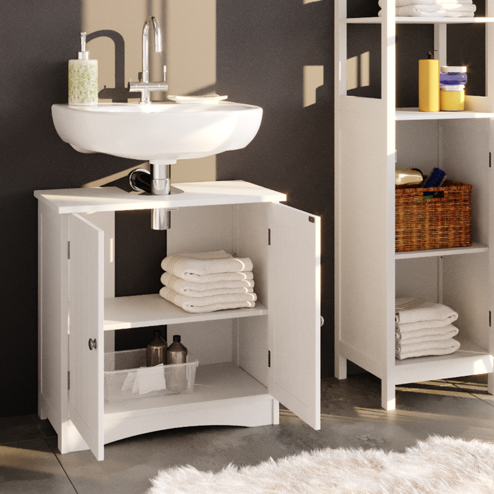 meuble sous vasque simple "Bianco", Blanc, 60 x 60 cm, Vicco