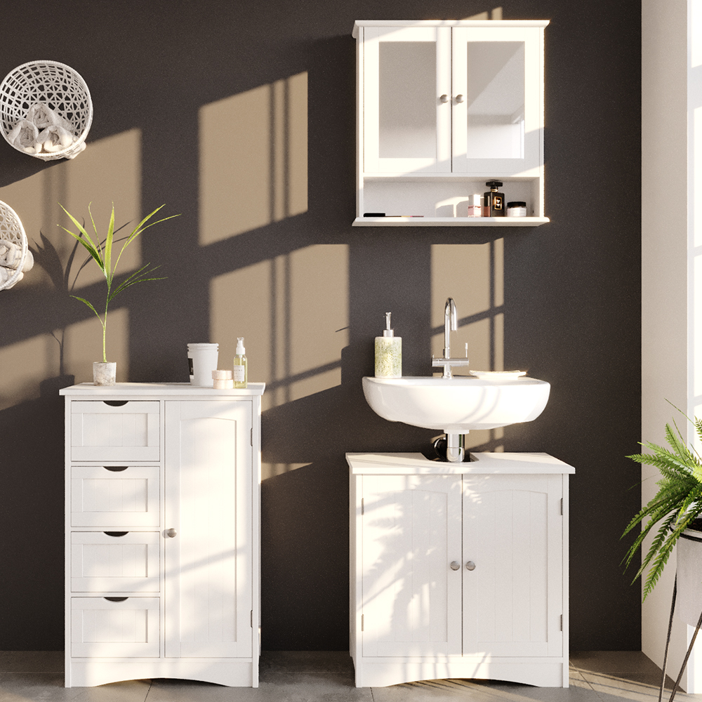 meuble de rangement de salle de bain "Bianco", Blanc, 55 x 81 cm, Vicco