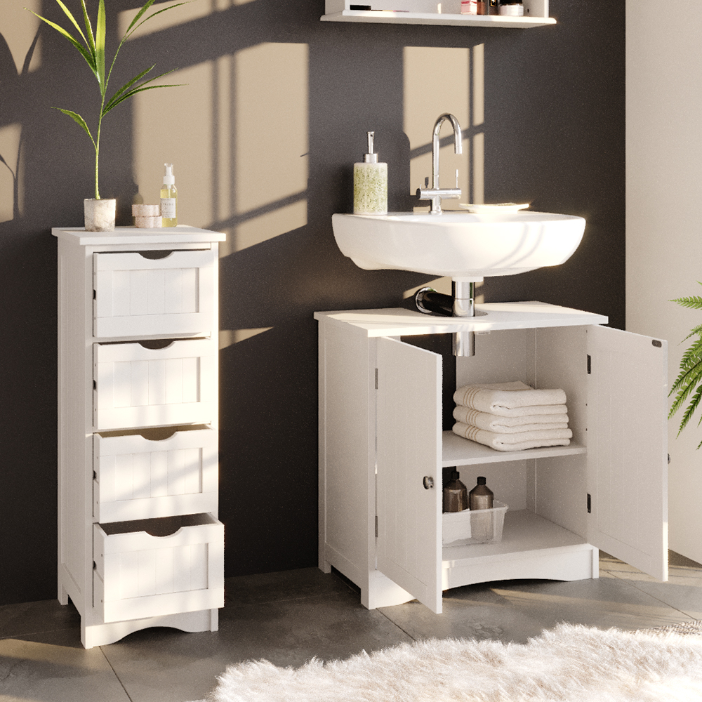 meuble de rangement de salle de bain "Bianco", Blanc, 30 x 81 cm, Vicco