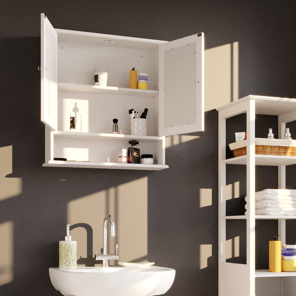 armoire de toilette "Bianco", Blanc, 56 x 58 cm, Vicco