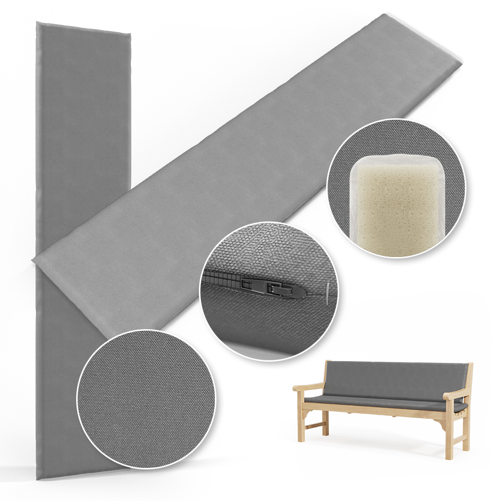 Coussin De Banc Avec Dossier Chicreat - 120x98x8 Cm - Gris Clair - Pour Extérieur