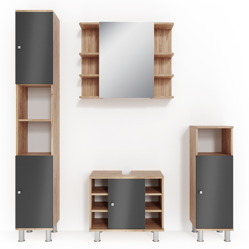 Buy Bathroom Furniture Set "Fynn" Oak/Anthracite