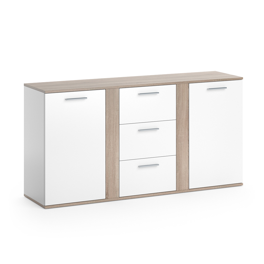 commode avec tiroirs "Novelli", Sonoma/Blanc, 155 x 80 cm avec tiroirs, Vicco