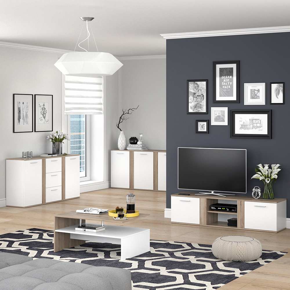 meuble tv "Novelli", Sonoma/Blanc, 40 x 41 cm, Vicco