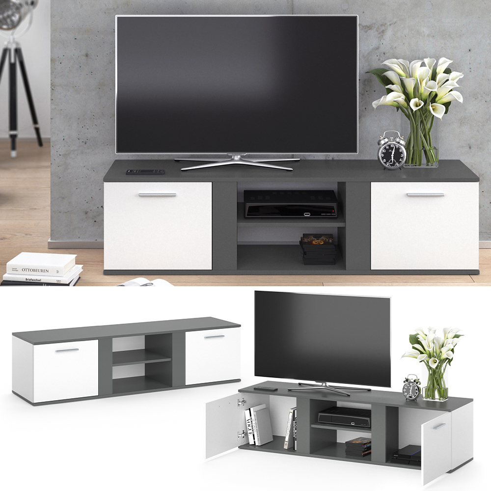 meuble tv "Novelli", Anthracite/Blanc, 40 x 41 cm, Vicco