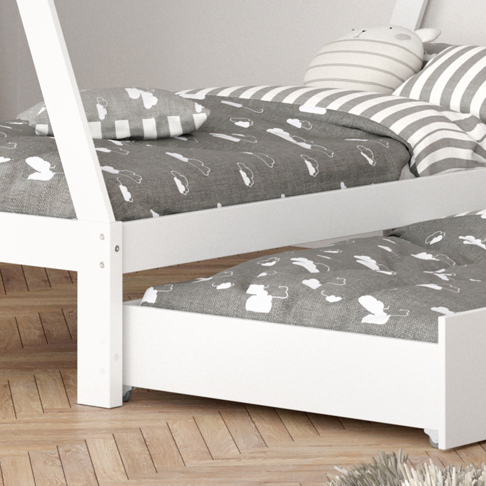 Tipi-Bett "Tipi" Weiß 90x200 cm Hoch, mit Gästebett Vitalispa