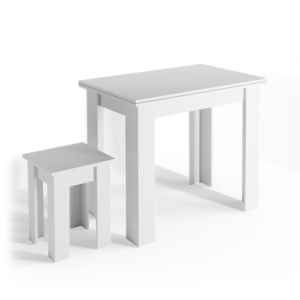 Esstisch mit Stuhl "Roman" Weiß 90 x 60 cm Vicco