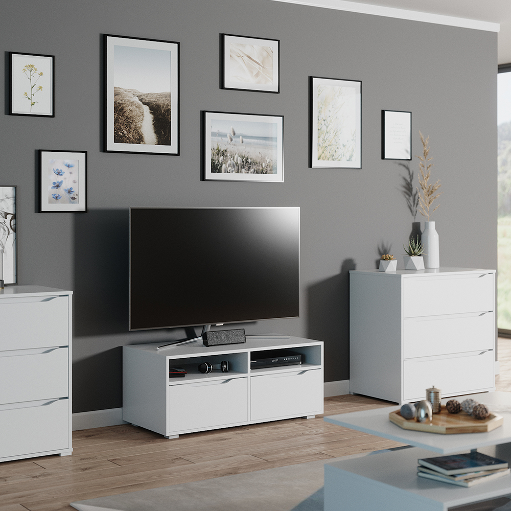 meuble tv "Ruben", Blanc, 100 x 42 cm, Vicco