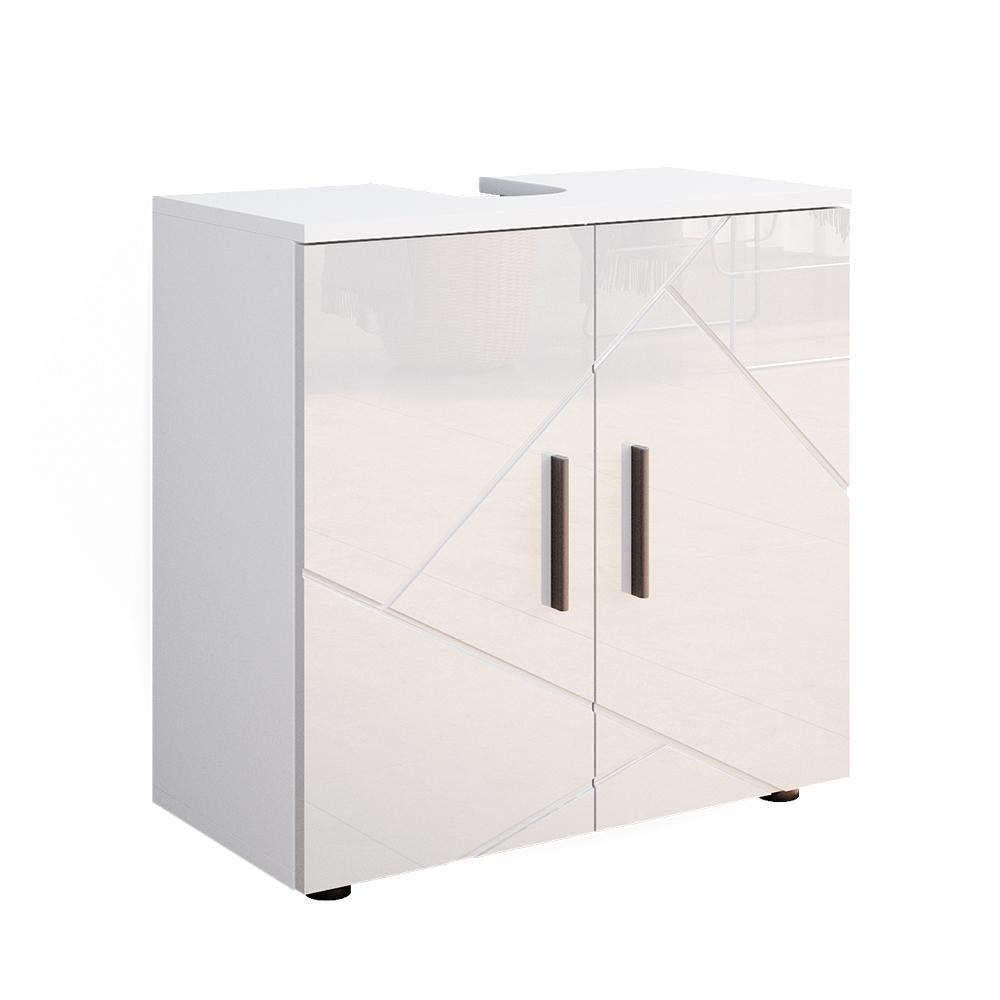meuble sous vasque simple "Irma", Blanc Haute brillance, 60 x 59 cm, Vicco