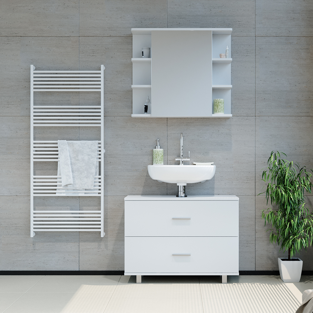 meuble sous vasque simple "Ilias", Blanc, 80 x 60.8 cm, Vicco