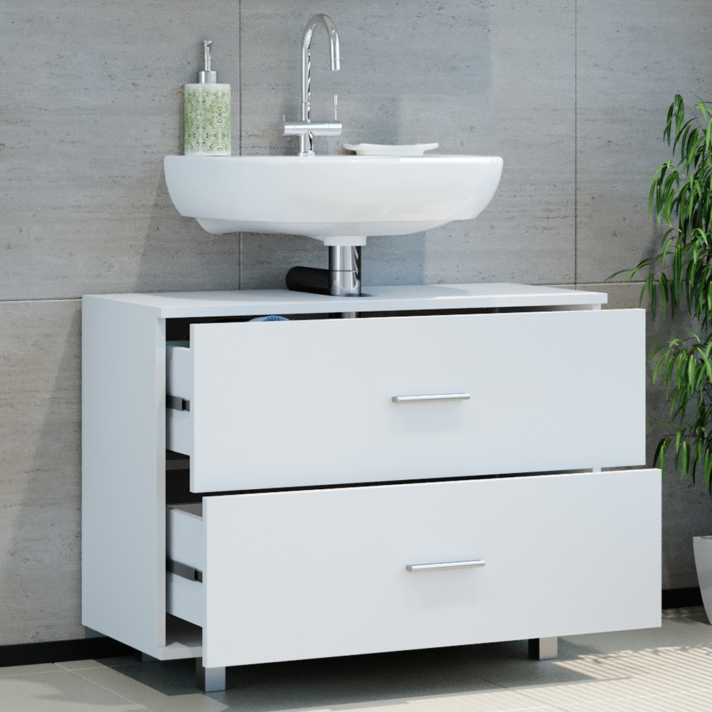 meuble sous vasque simple "Ilias", Blanc, 80 x 60.8 cm, Vicco