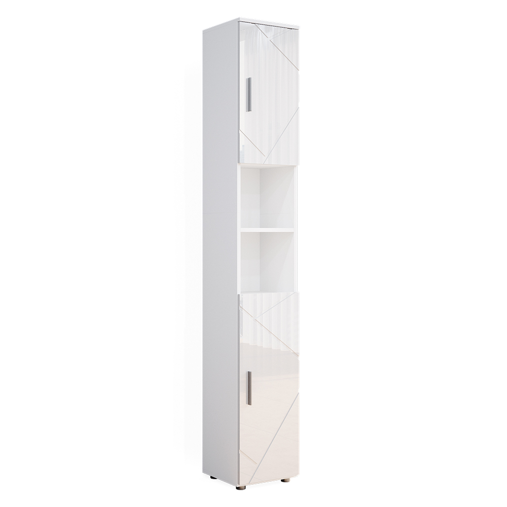 meuble de rangement de salle de bain "Irma", Blanc Haute brillance, 30 x 192 cm, Vicco