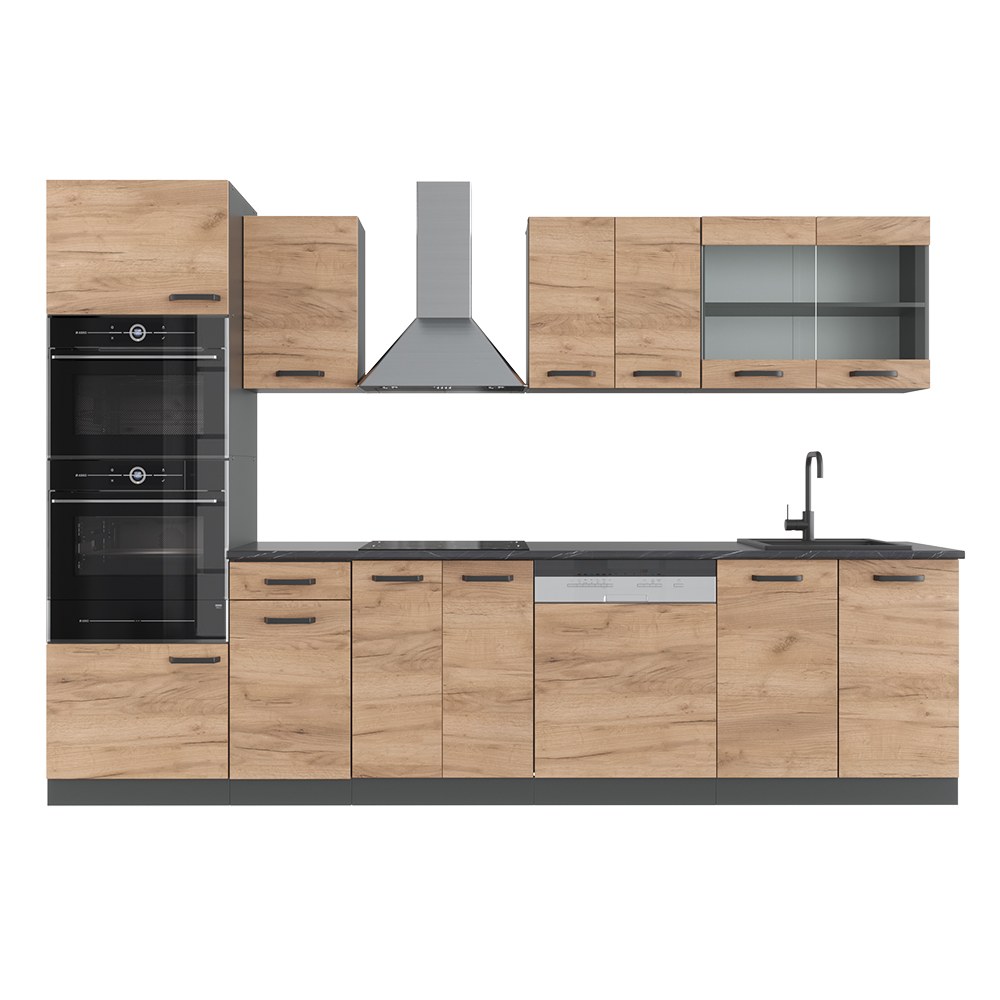 Vicco R-Line Modular Armario De Cocina Colgante Vicco R-Line 40cm - Puerta  De Cristal, Roble Dorado/Antracita Gabinete Cocina 40cm, image size:1000x1000