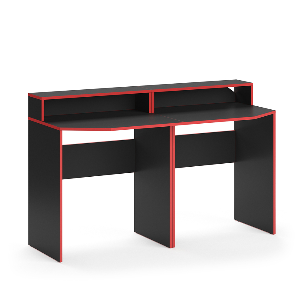 Igralna miza "Kron", Rdeča/Črna, 140 x 60 cm, Vicco