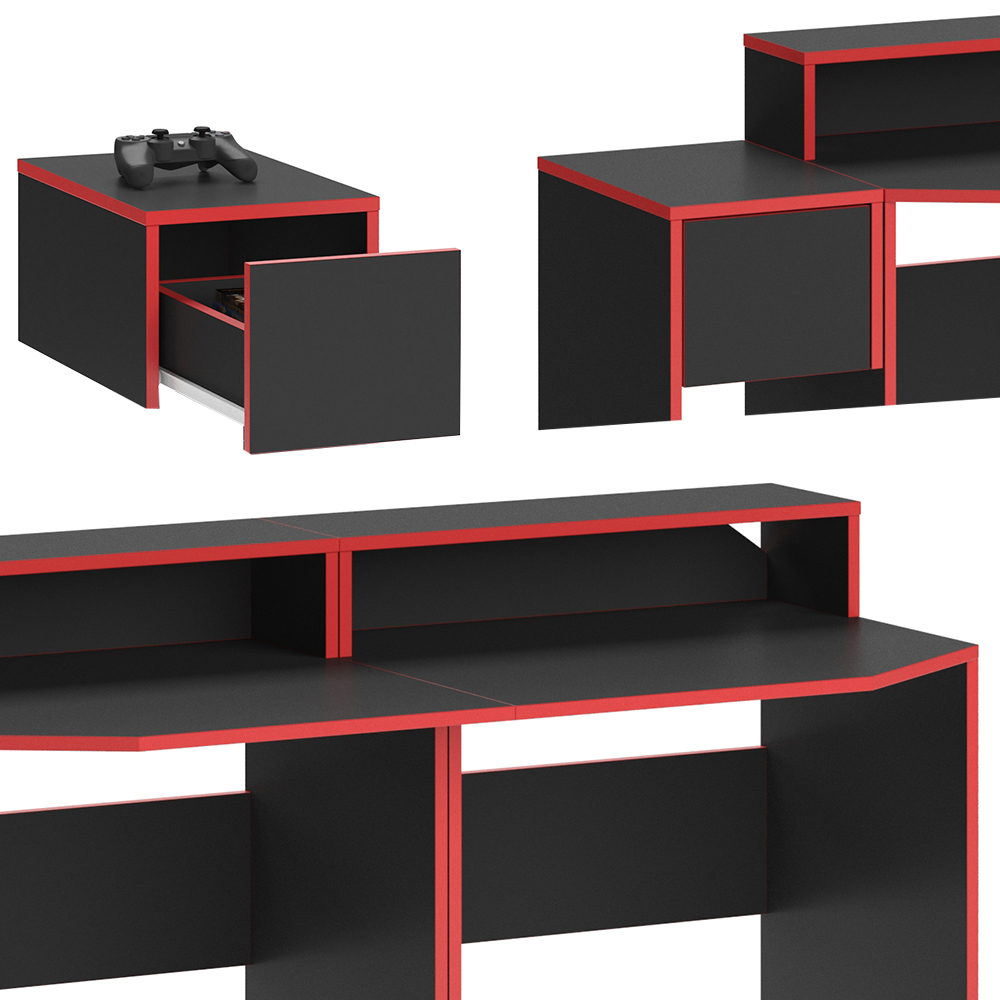 Igralna miza "Kron", Rdeča/Črna, 170 x 60 cm, Vicco