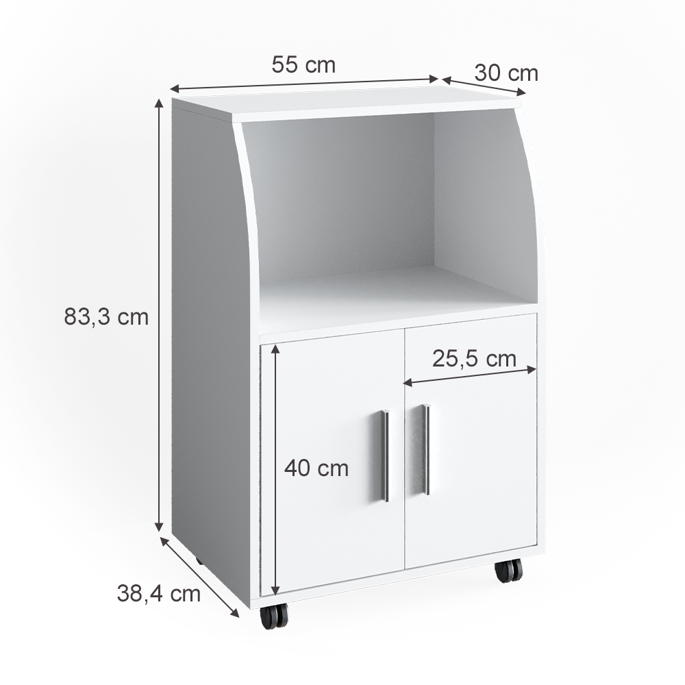 Vicco Rollcontainer Simon Rollbare Küchen-Minibar Weiß 40x89 cm