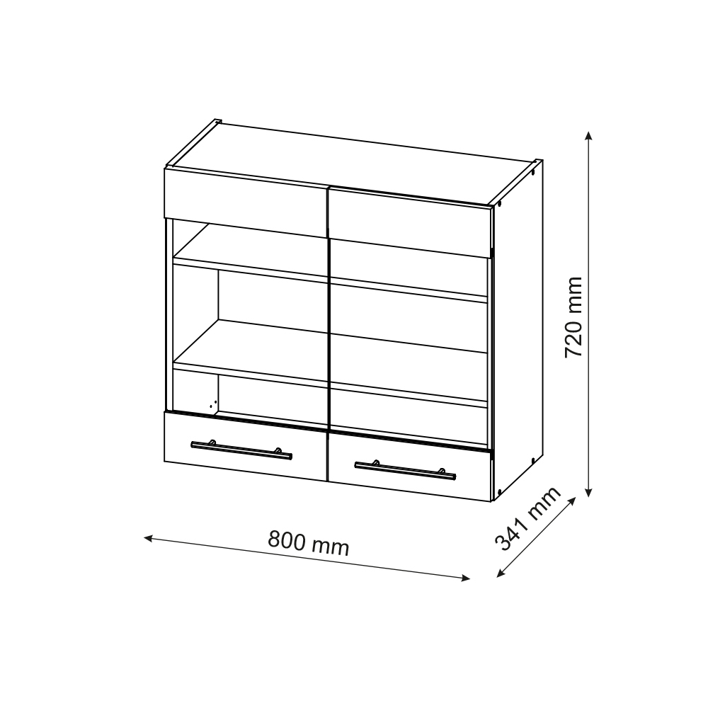 Küchenschrank Glas "Fame-Line" Weiß Landhaus/Weiß 80 cm Vicco