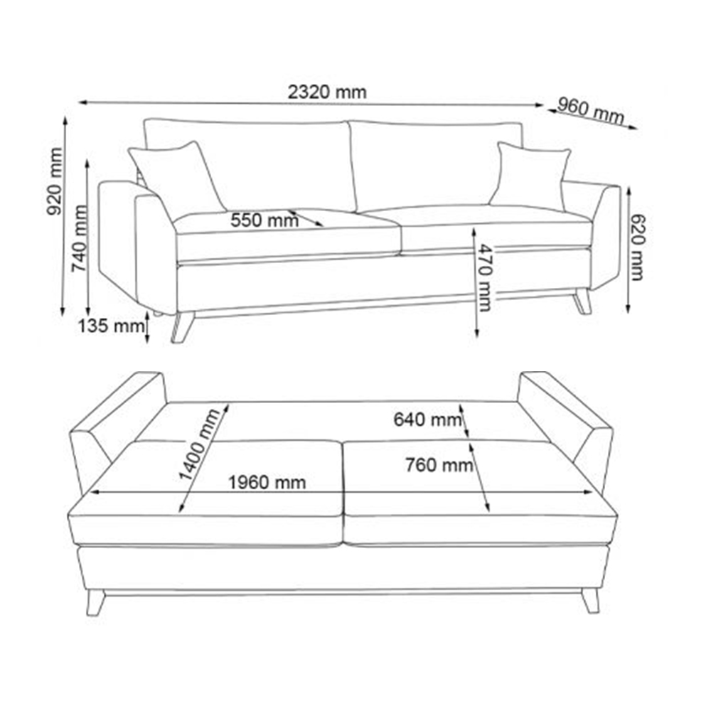 Sofa "Sidney" Braun 230 cm Vitalispa