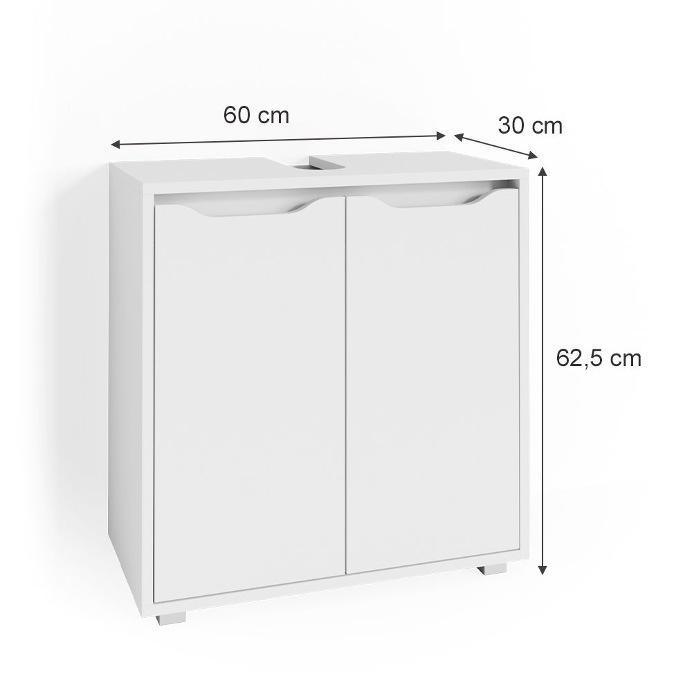 meuble sous vasque simple "Ruben", Blanc, 60 x 62.5 cm, Vicco