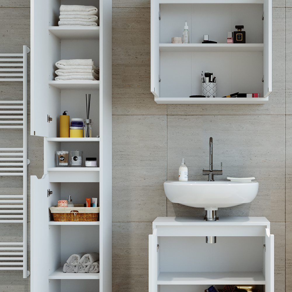 meuble de rangement de salle de bain "Ruben", Blanc, 30 x 192.5 cm, Vicco