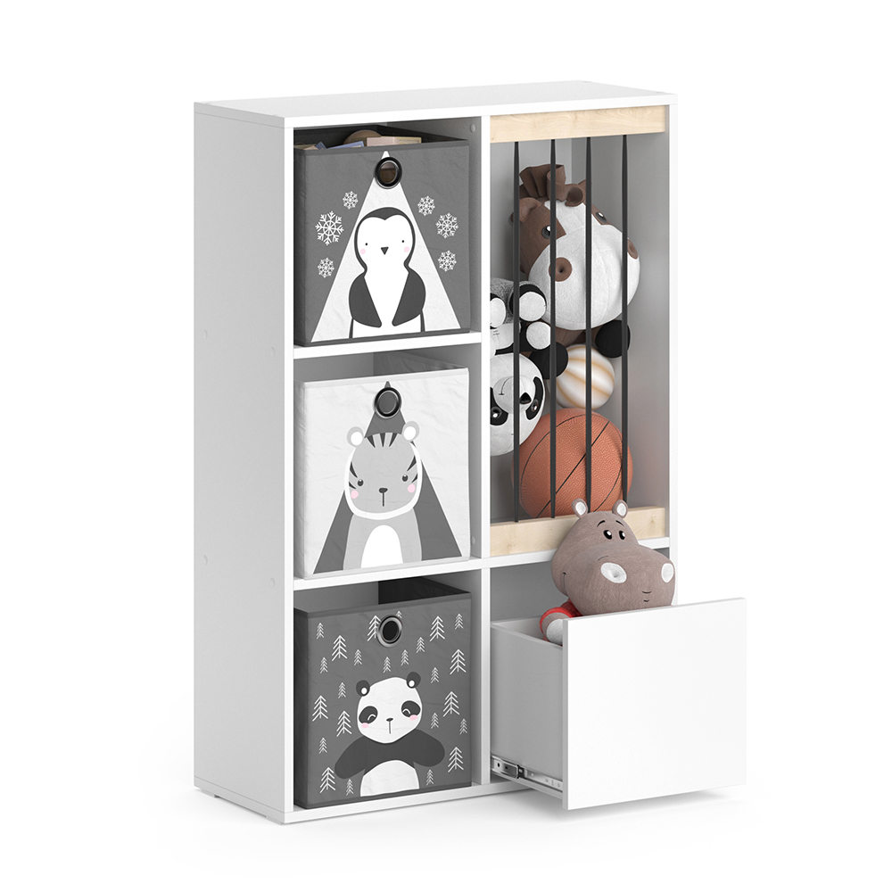 Kinderregal "Luigi" Weiß 72 x 107.8 cm mit 2 Faltboxen opt.5 Vicco